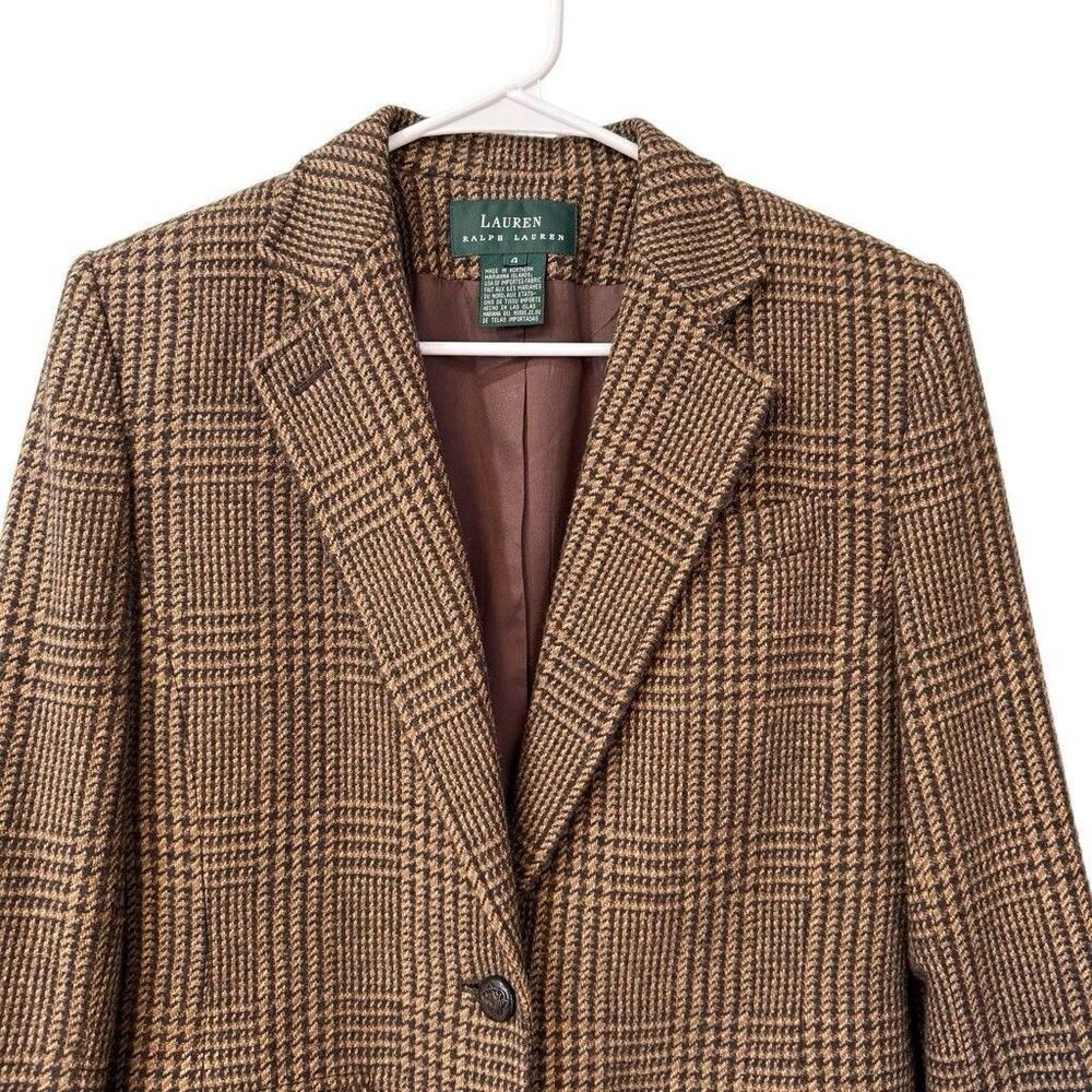 Lauren Ralph Lauren Houndstooth Blazer Jacket Wool Cashmere & Silk Blend Sz 4 - Picture 3 of 13